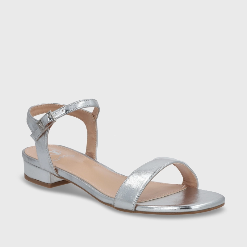 SANDALIA PLANA PLATEADA MUJER 55201 - 2