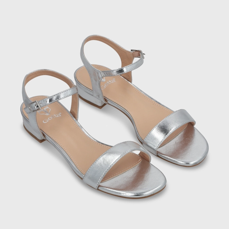 SANDALIA PLANA PLATEADA MUJER 55201 - 3