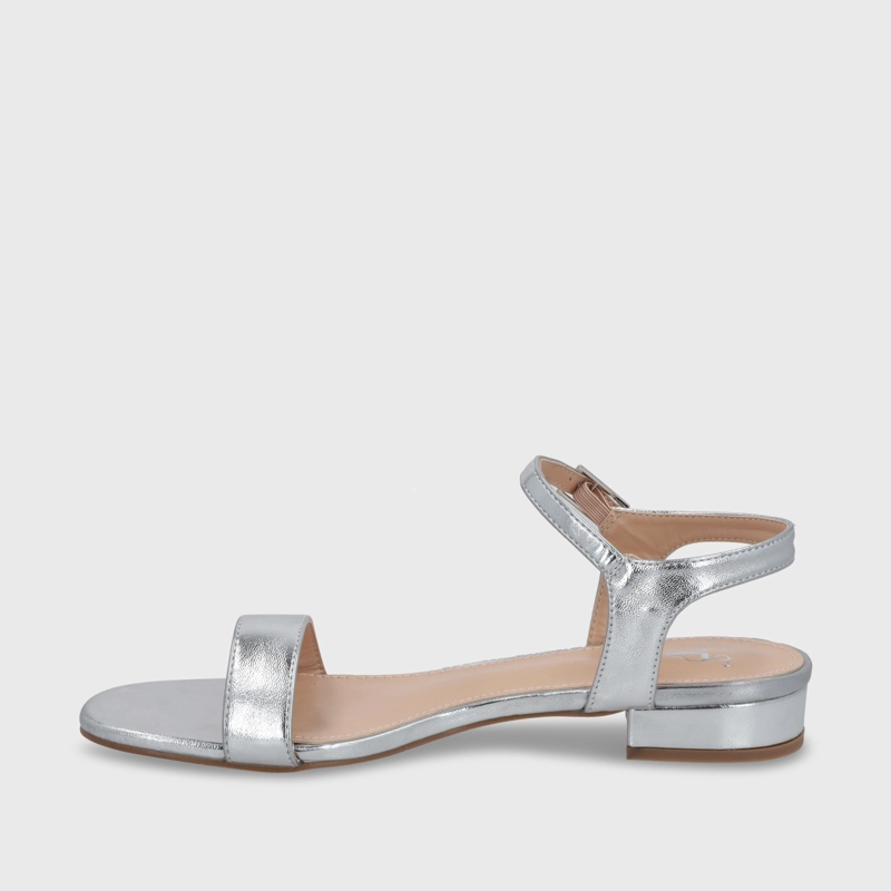 SANDALIA PLANA PLATEADA MUJER 55201 - 4