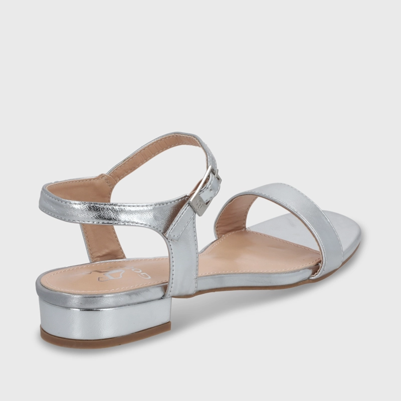 SANDALIA PLANA PLATEADA MUJER 55201 - 5