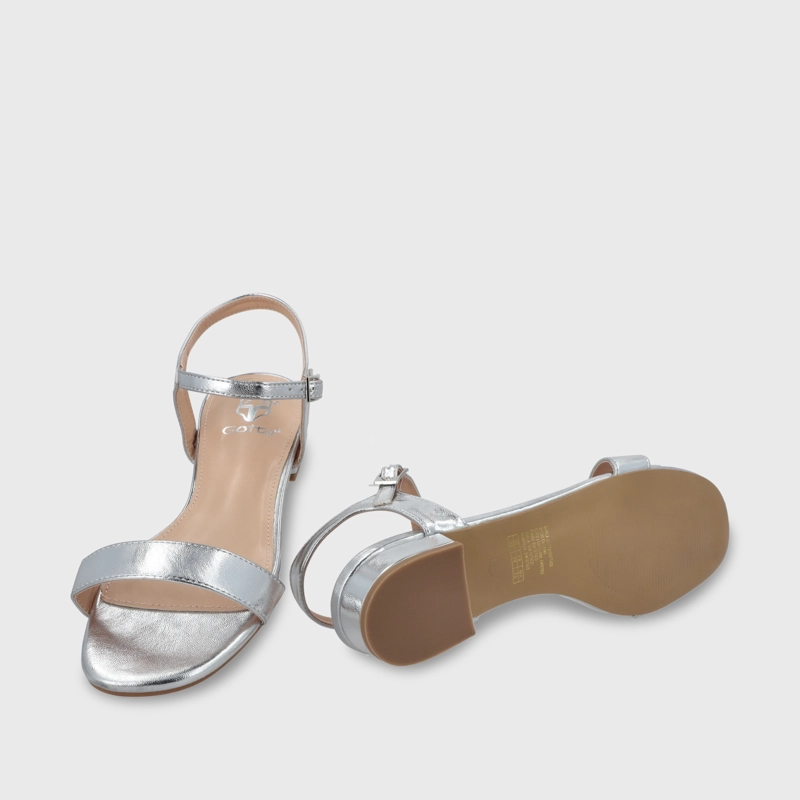 SANDALIA PLANA PLATEADA MUJER 55201 - 7