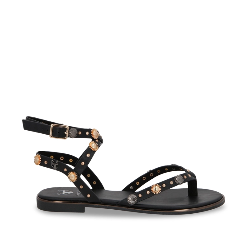 SANDALIA PLANO NEGRO MUJER 55211 - 1
