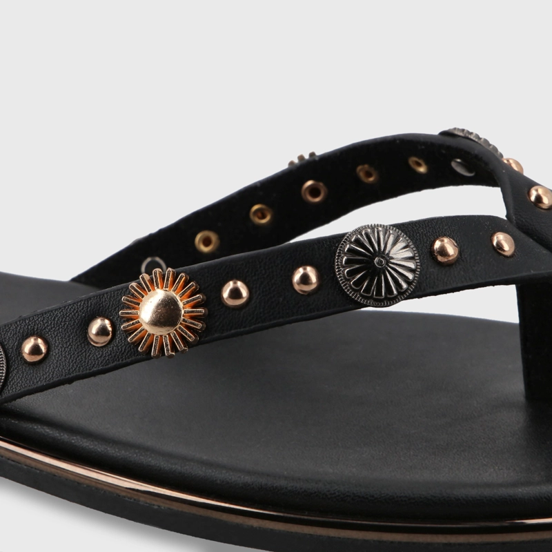 SANDALIA PLANO NEGRO MUJER 55211 - 2