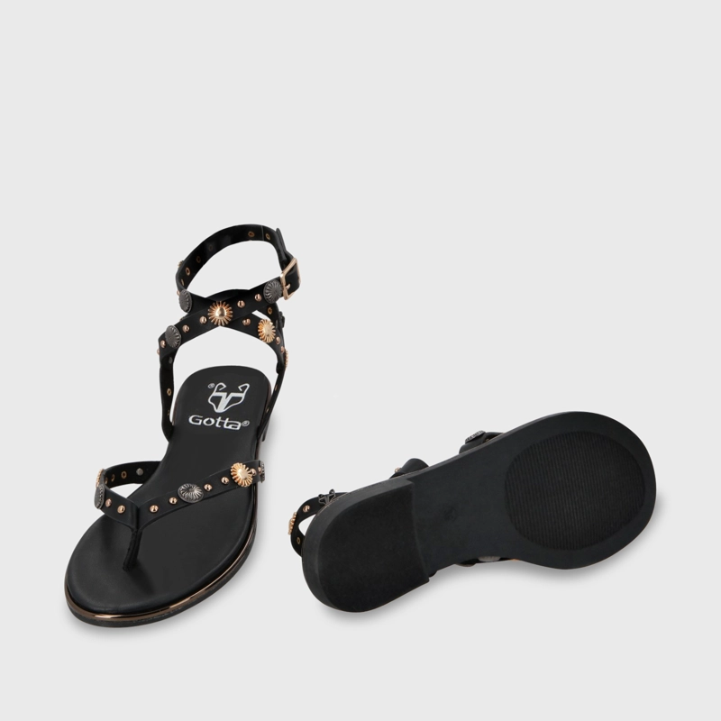 SANDALIA PLANO NEGRO MUJER 55211 - 3