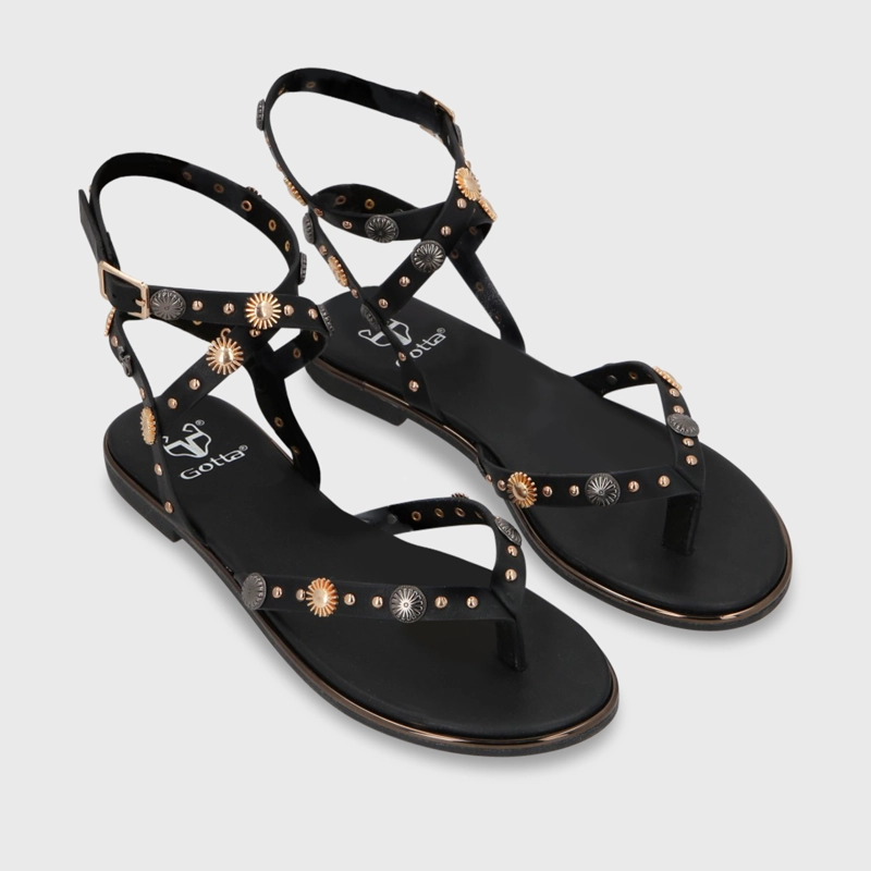 SANDALIA PLANO NEGRO MUJER 55211 - 4