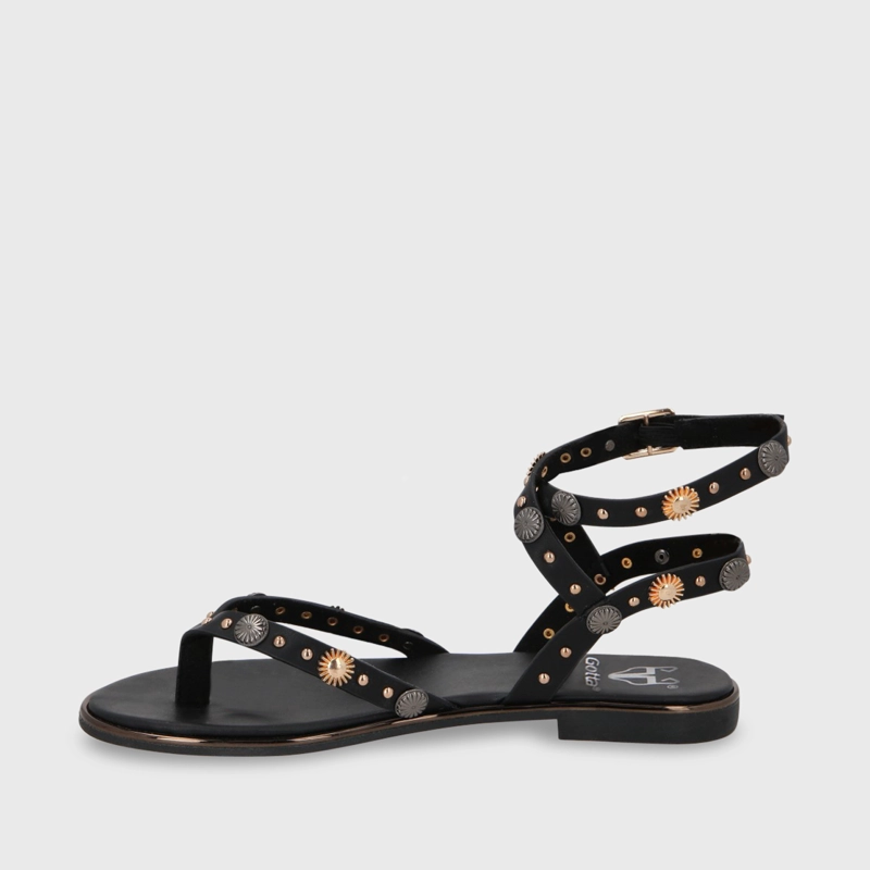 SANDALIA PLANO NEGRO MUJER 55211 - 6