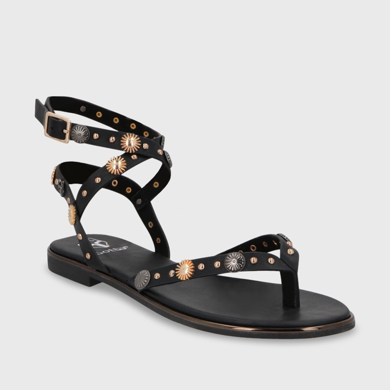 SANDALIA PLANO NEGRO MUJER 55211 - 7