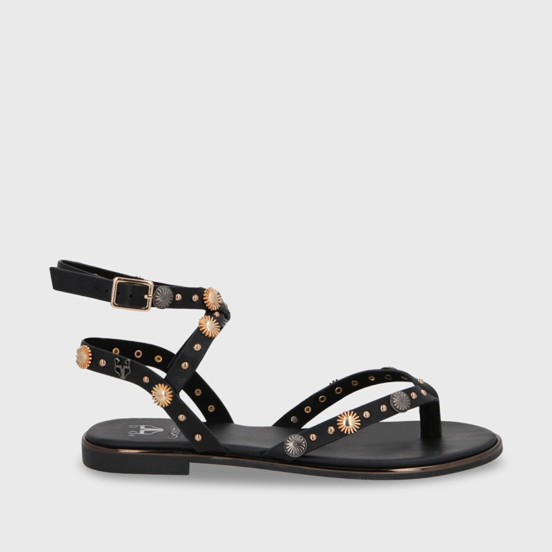 SANDALIA PLANO NEGRO MUJER 55211 - 8