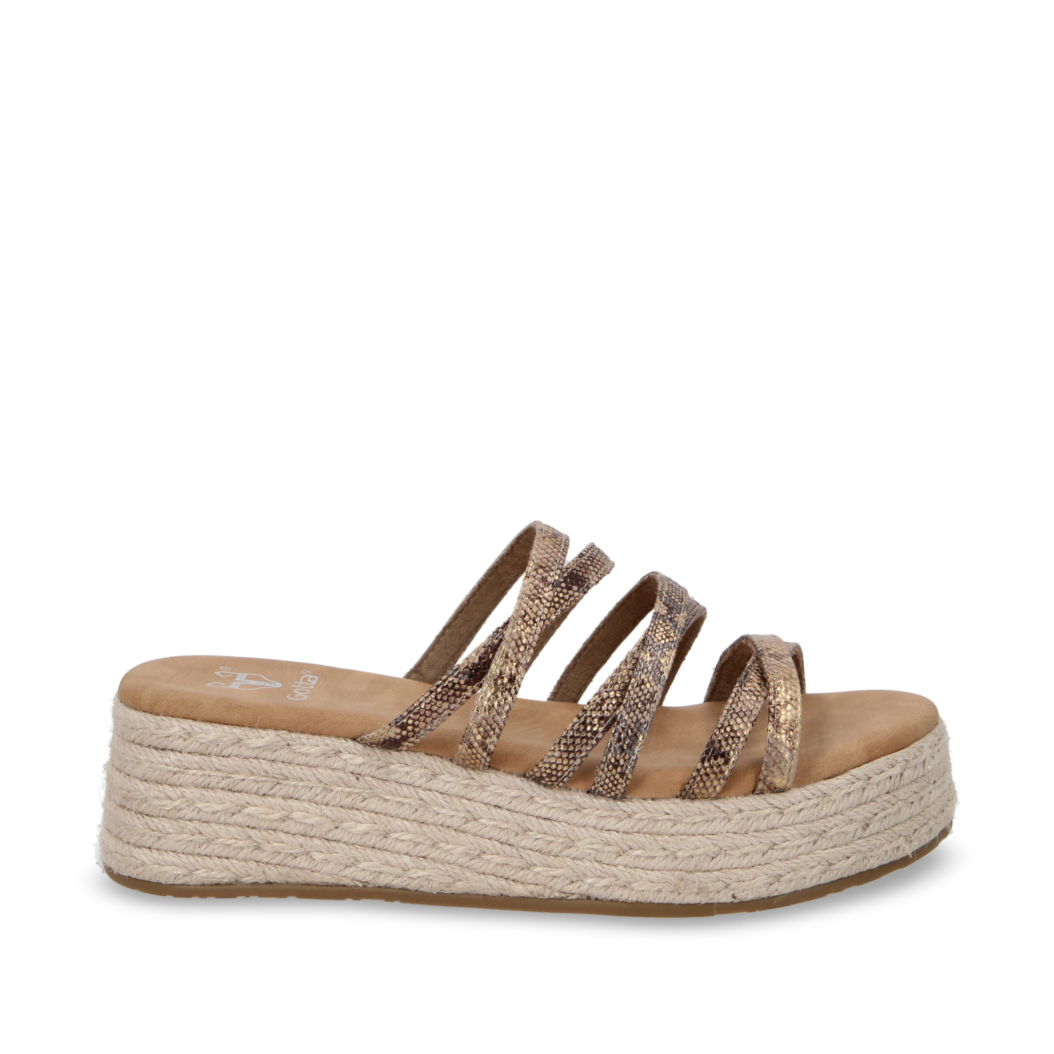 SANDALIA PLATAFORMA DORADA MUJER 55972 - 1