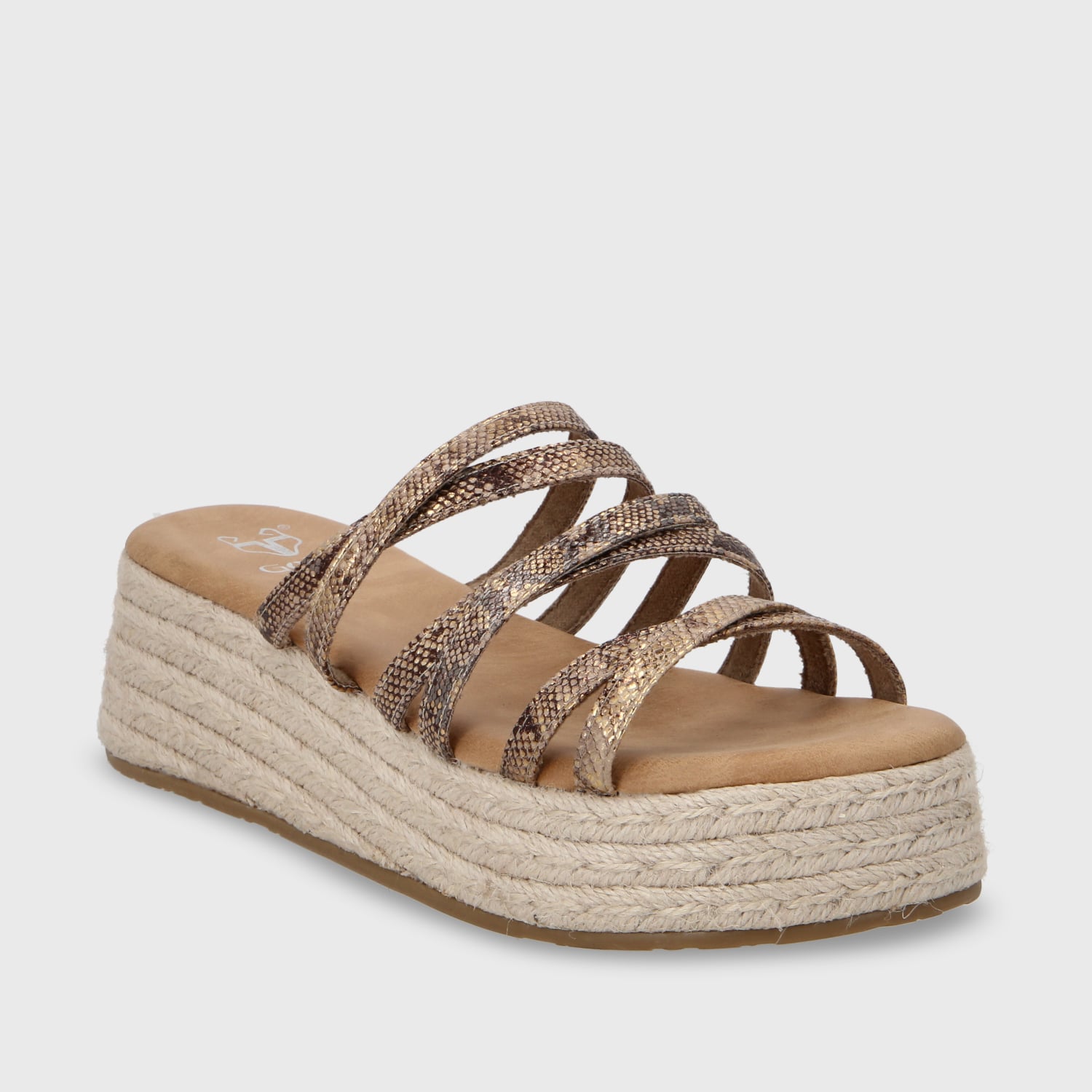 SANDALIA PLATAFORMA DORADA MUJER 55972 - 3