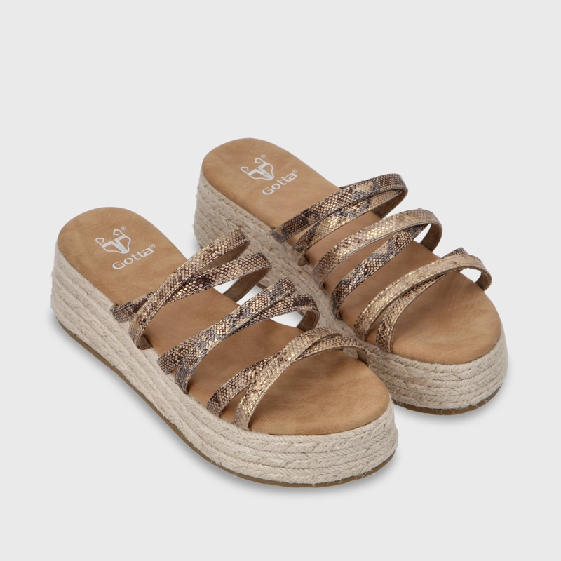 SANDALIA PLATAFORMA DORADA MUJER 55972 - 4