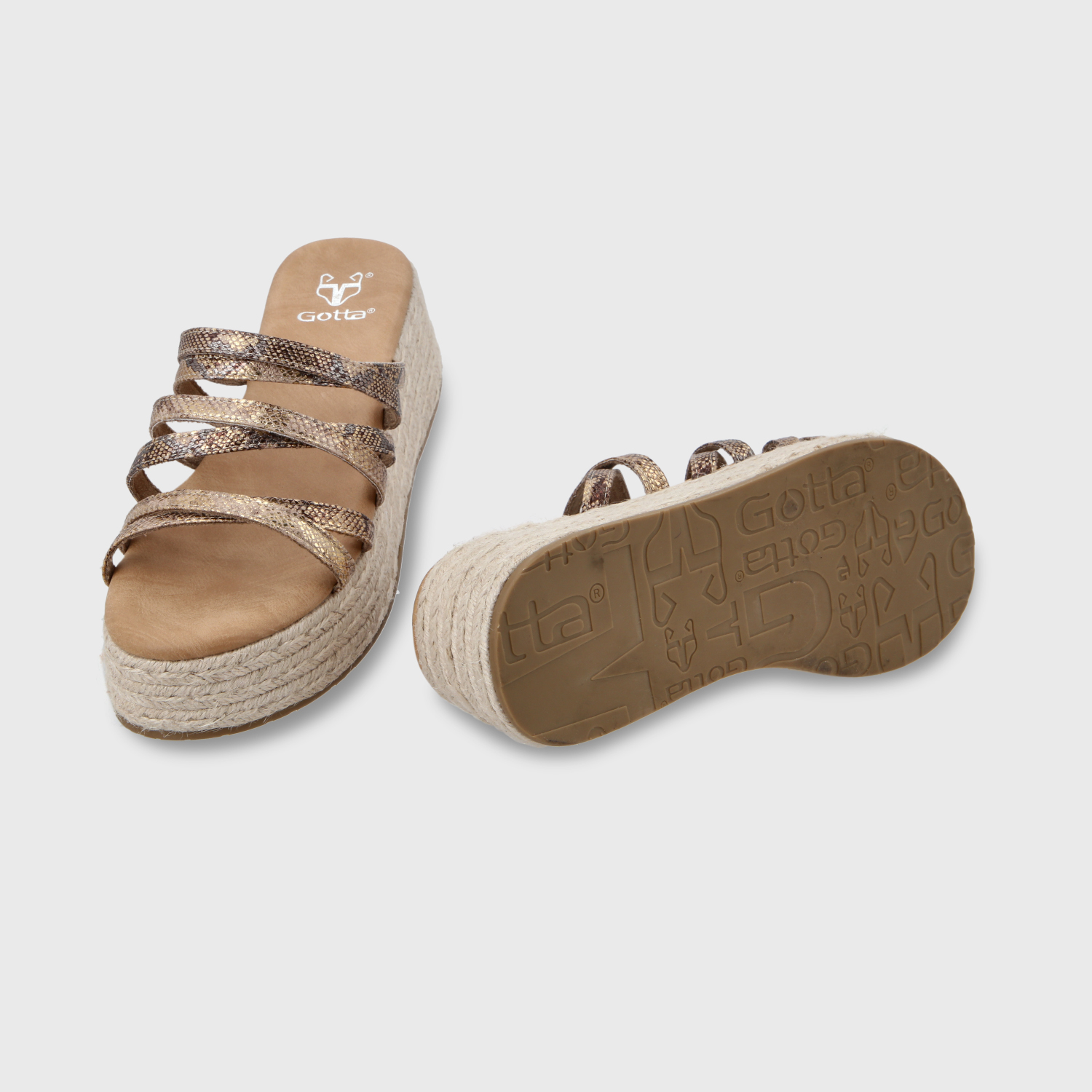SANDALIA PLATAFORMA DORADA MUJER 55972 - 8