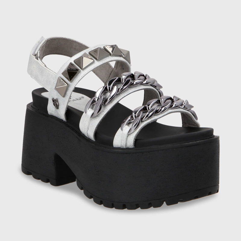 SANDALIA PLATAFORMA PLATEADO MUJER 15675 - 3