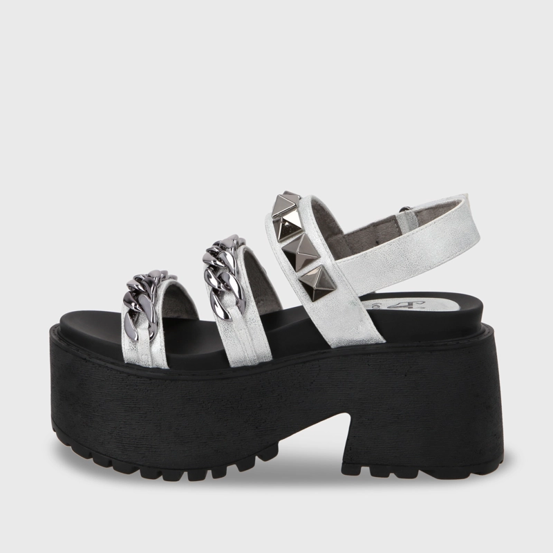 SANDALIA PLATAFORMA PLATEADO MUJER 15675 - 5