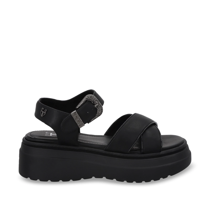 SANDALIA PLATAFORMA NEGRA MUJER 55923 - 1