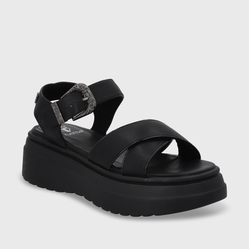 SANDALIA PLATAFORMA NEGRA MUJER 55923 - 3