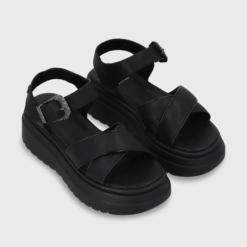 SANDALIA PLATAFORMA NEGRA MUJER 55923 - 4