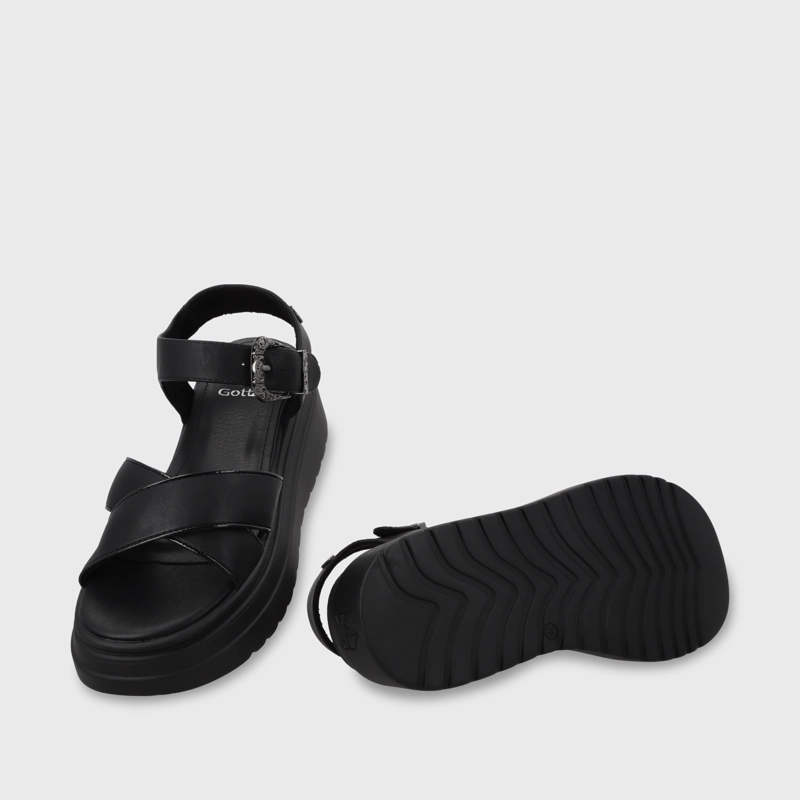 SANDALIA PLATAFORMA NEGRA MUJER 55923 - 8