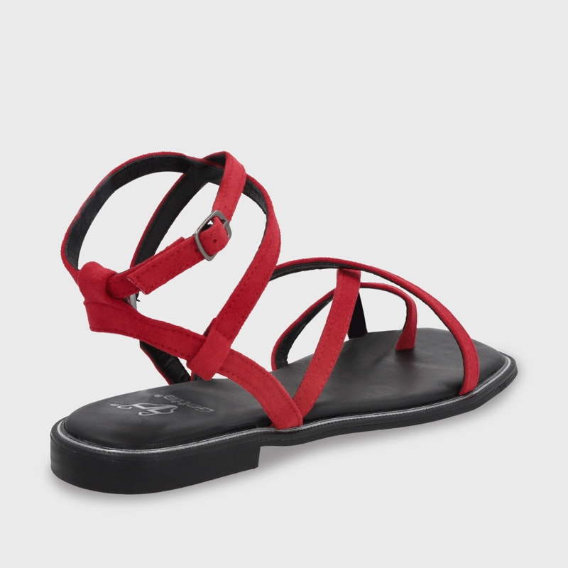 SANDALIA PLANA ROJA MUJER 55221 - 5