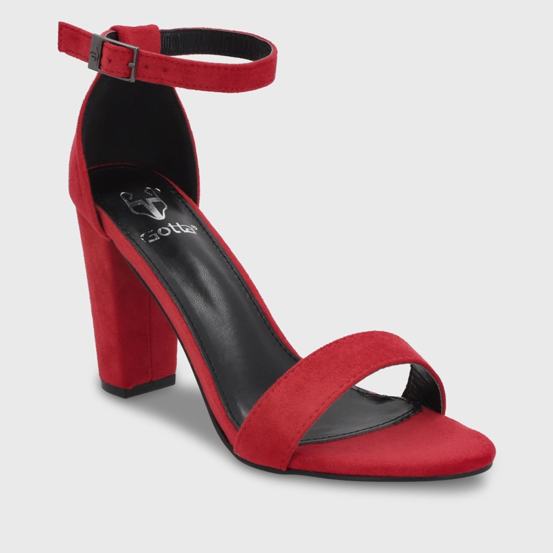 SANDALIA TACO ROJA MUJER 86123 - 3