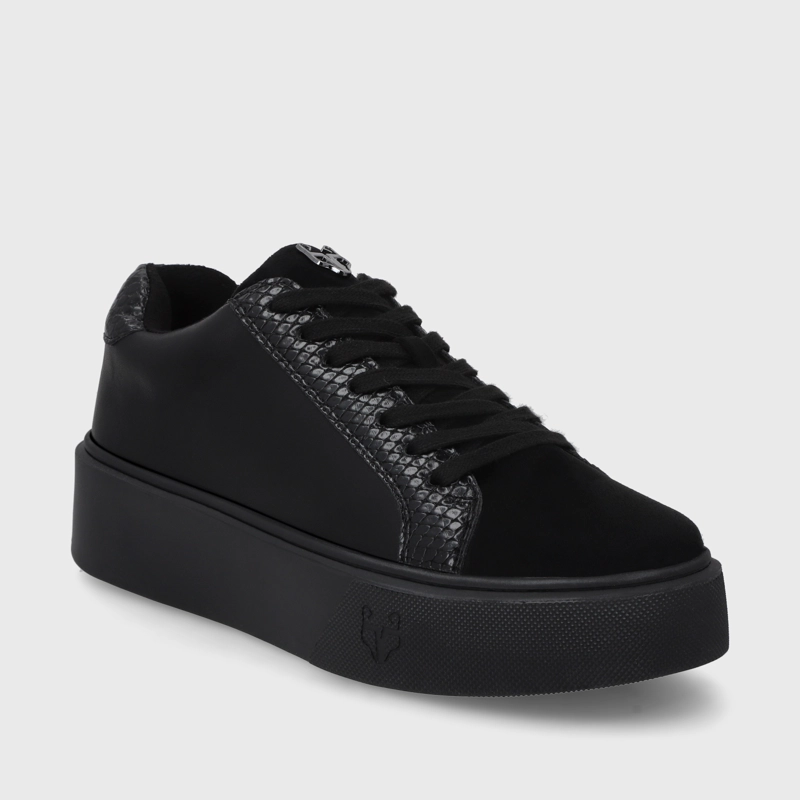 ZAPATILLA NEGRA BRILLANTE MUJER 43042 - 2