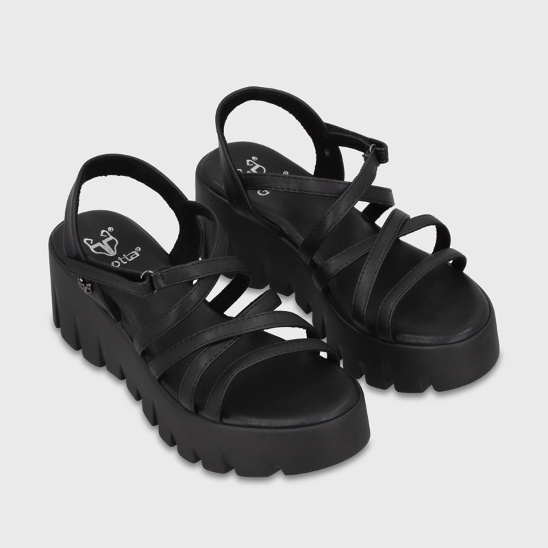 SANDALIA PLATAFORMA NEGRA MUJER 65940 - 3