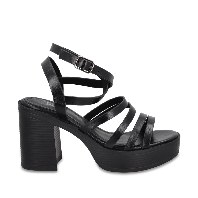 SANDALIA TACO NEGRA MUJER 65921 - 1