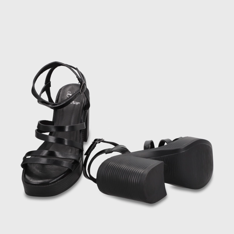 SANDALIA TACO NEGRA MUJER 65921 - 7