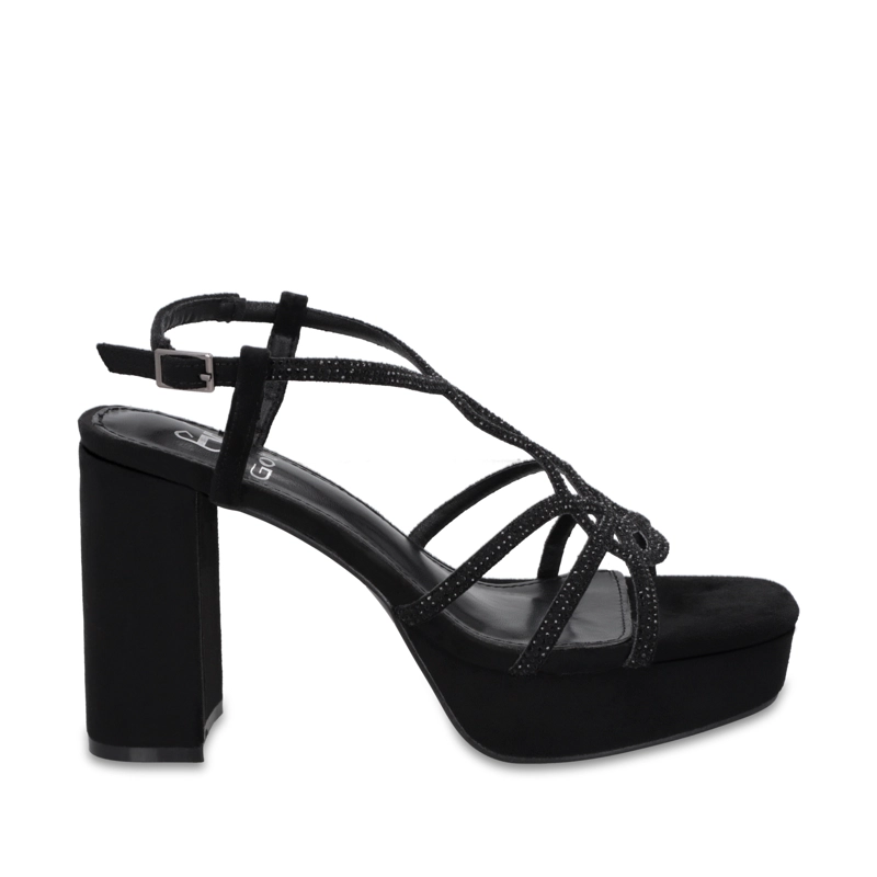 SANDALIA TACO NEGRA MUJER 65911 - 1
