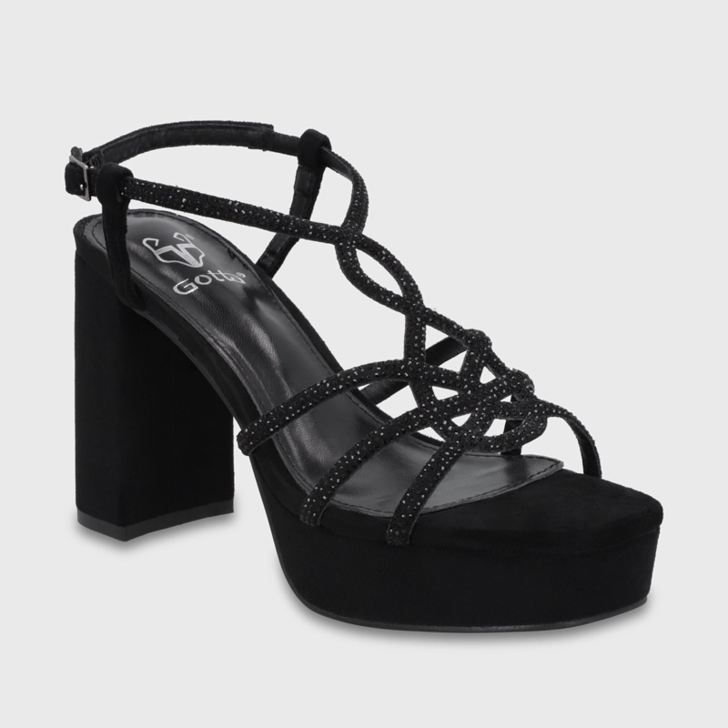 SANDALIA TACO NEGRA MUJER 65911 - 2