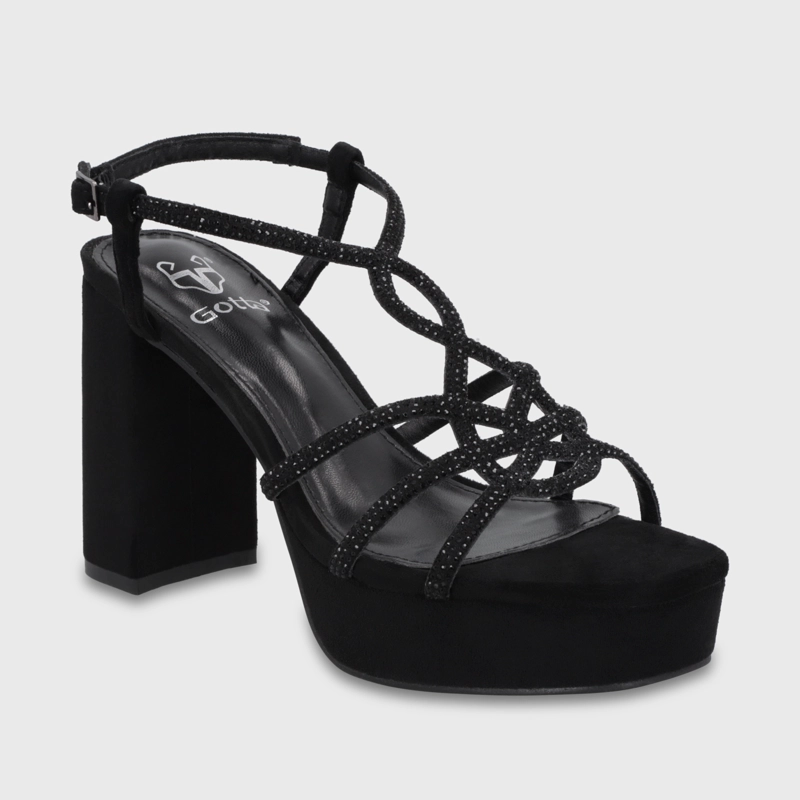 SANDALIA TACO NEGRA MUJER 65911 - 2