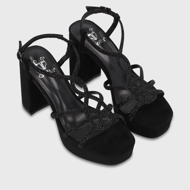 SANDALIA TACO NEGRA MUJER 65911 - 3