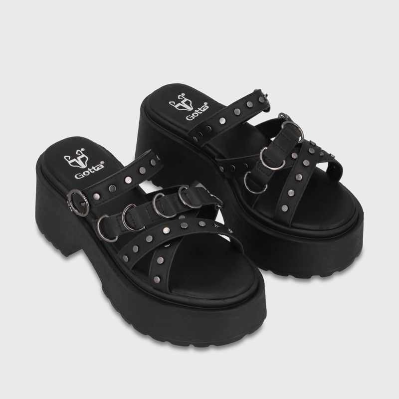 SANDALIA PLATAFORMA NEGRA MUJER 45987 - 3