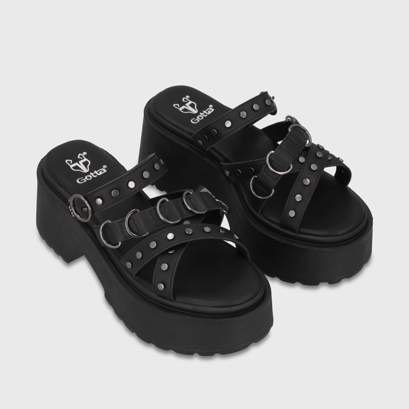 SANDALIA PLATAFORMA NEGRA MUJER 45987 - 3
