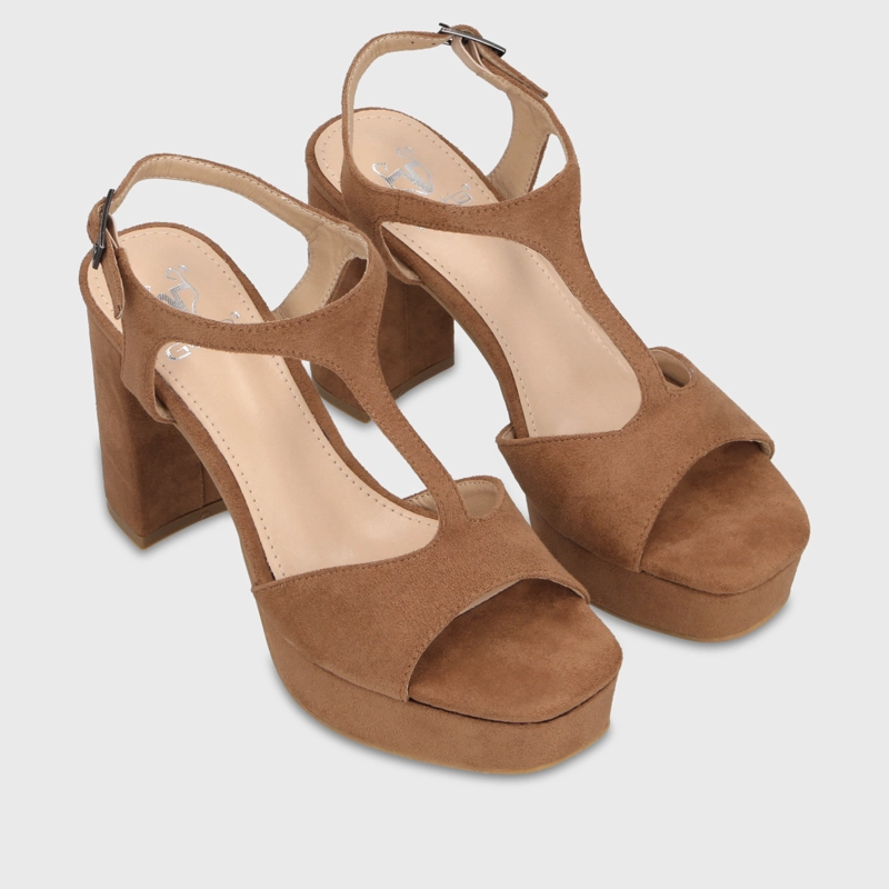 SANDALIA TACO CAMEL MUJER 65910 - 3