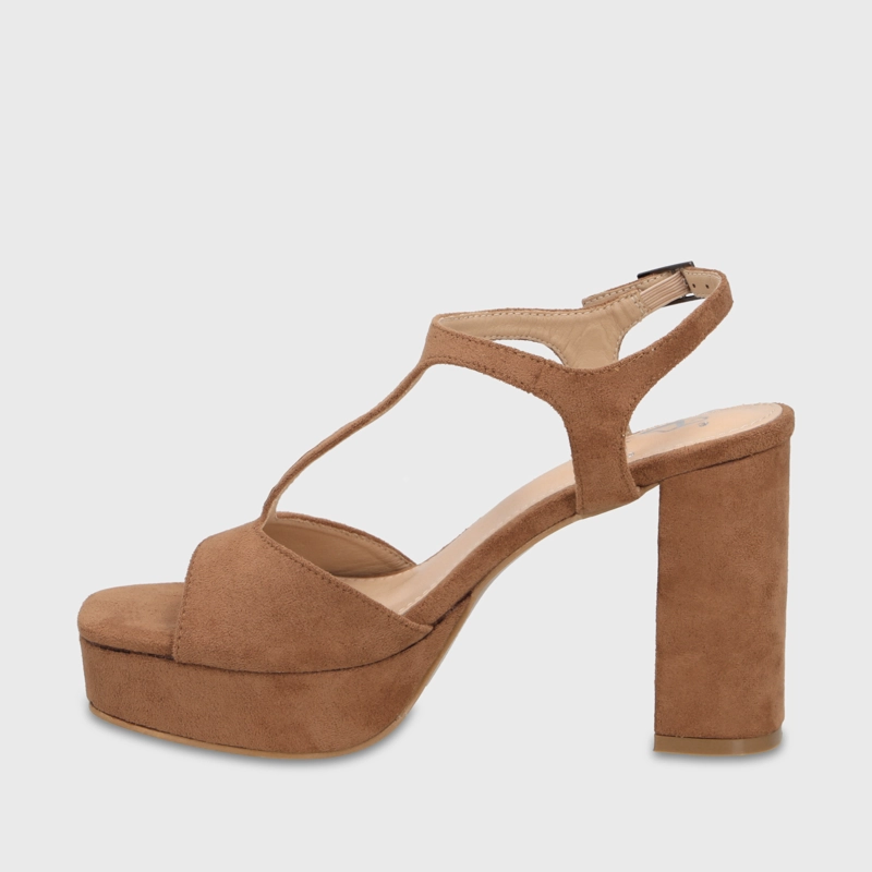 SANDALIA TACO CAMEL MUJER 65910 - 4