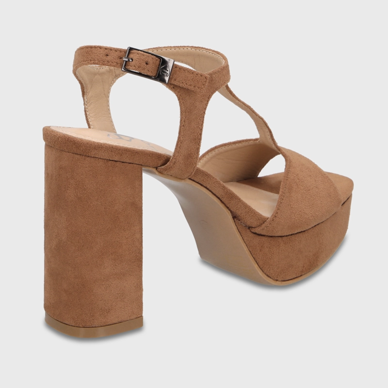 SANDALIA TACO CAMEL MUJER 65910 - 5