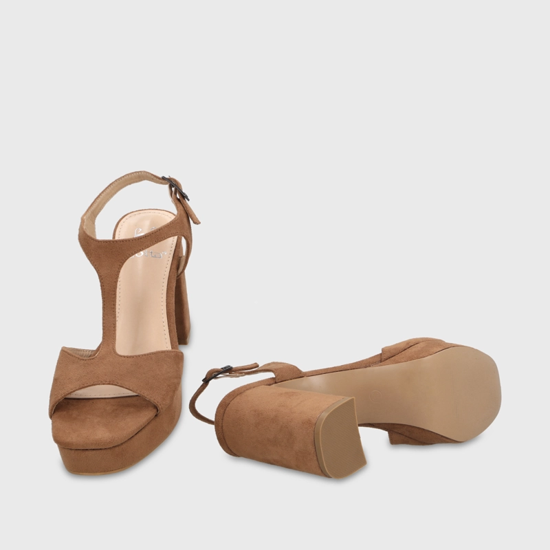 SANDALIA TACO CAMEL MUJER 65910 - 7