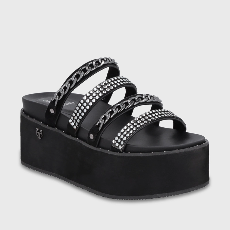 SANDALIA PLATAFORMA NEGRA MUJER 1566F - 2