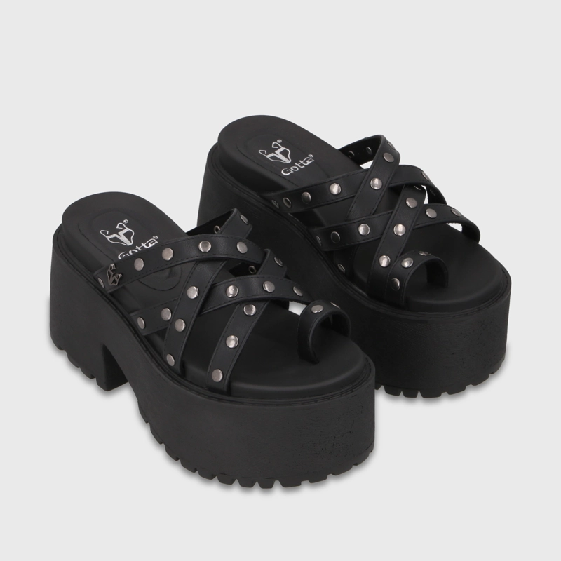 SANDALIA PLATAFORMA NEGRA MUJER 1567F - 3