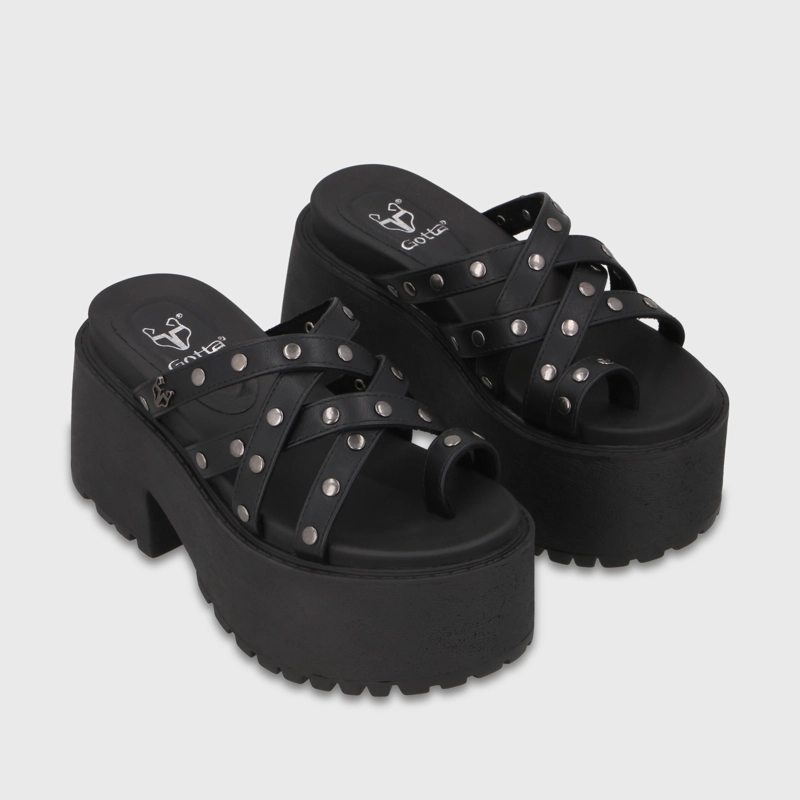 SANDALIA PLATAFORMA NEGRA MUJER 1567F - 3
