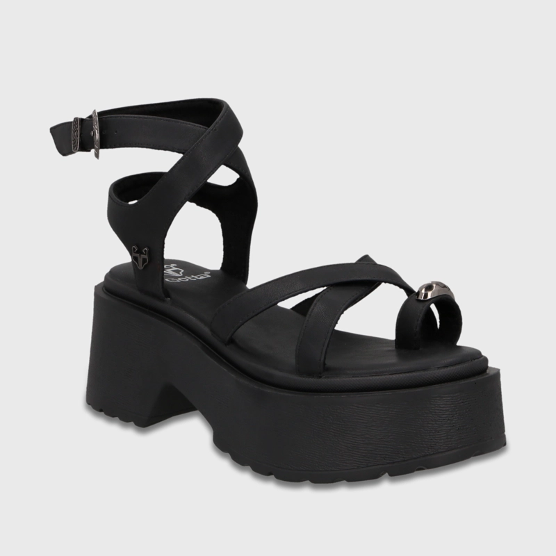 SANDALIA PLATAFORMA NEGRA MUJER 45986 - 2