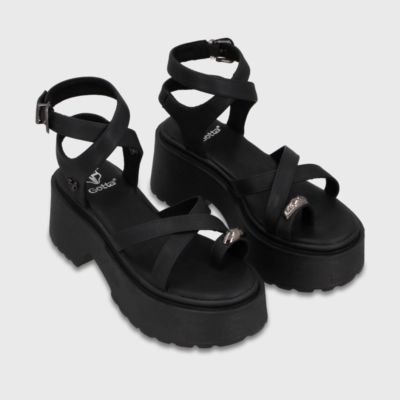SANDALIA PLATAFORMA NEGRA MUJER 45986 - 3