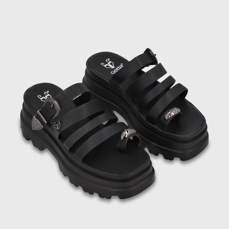 SANDALIA PLATAFORMA NEGRA MUJER 45732 - 3