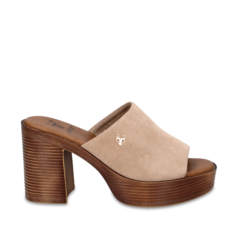 SANDALIA TACO BEIGE MUJER 65920 - 1