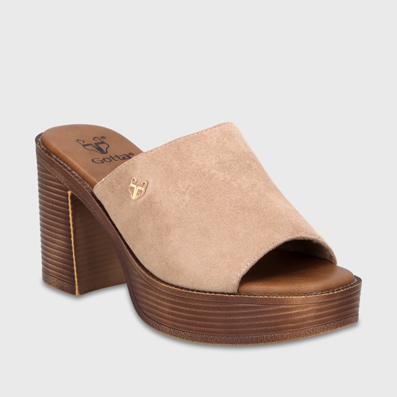 SANDALIA TACO BEIGE MUJER 65920 - 2