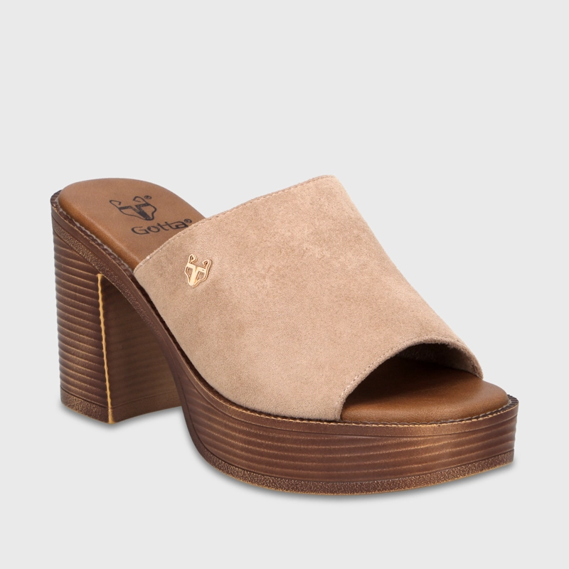 SANDALIA TACO BEIGE MUJER 65920 - 2