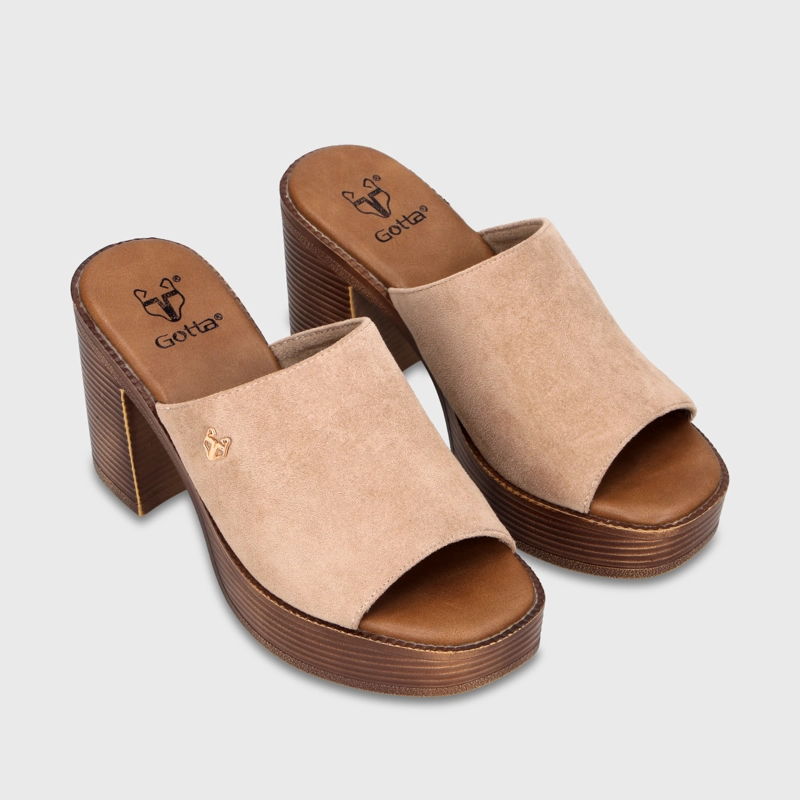 SANDALIA TACO BEIGE MUJER 65920 - 3