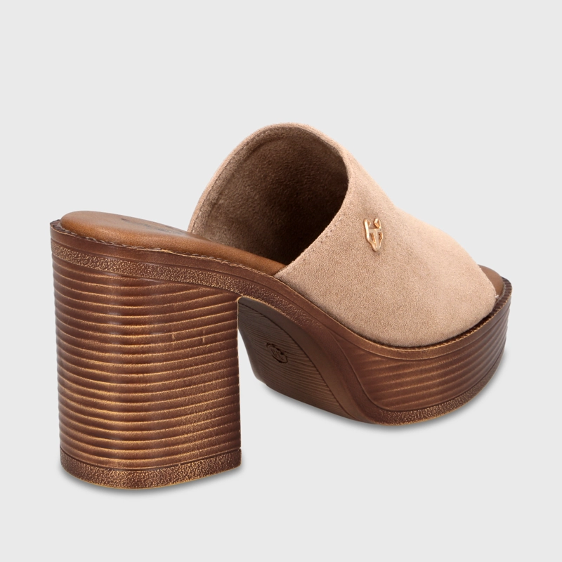 SANDALIA TACO BEIGE MUJER 65920 - 5
