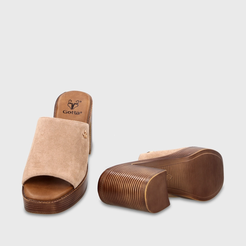 SANDALIA TACO BEIGE MUJER 65920 - 7